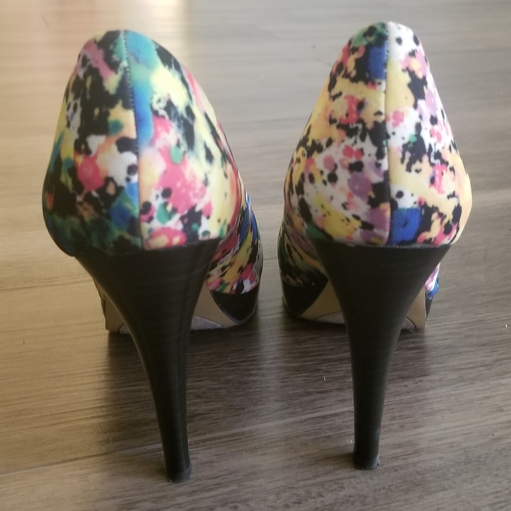 Paint Splatter Peeptoe Shoes - Picture 4 of 10